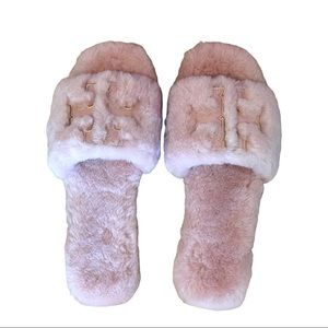 Tory Burch: Double T Fluffy Shearling Slippers (Brand New in Box) Size: 7.5